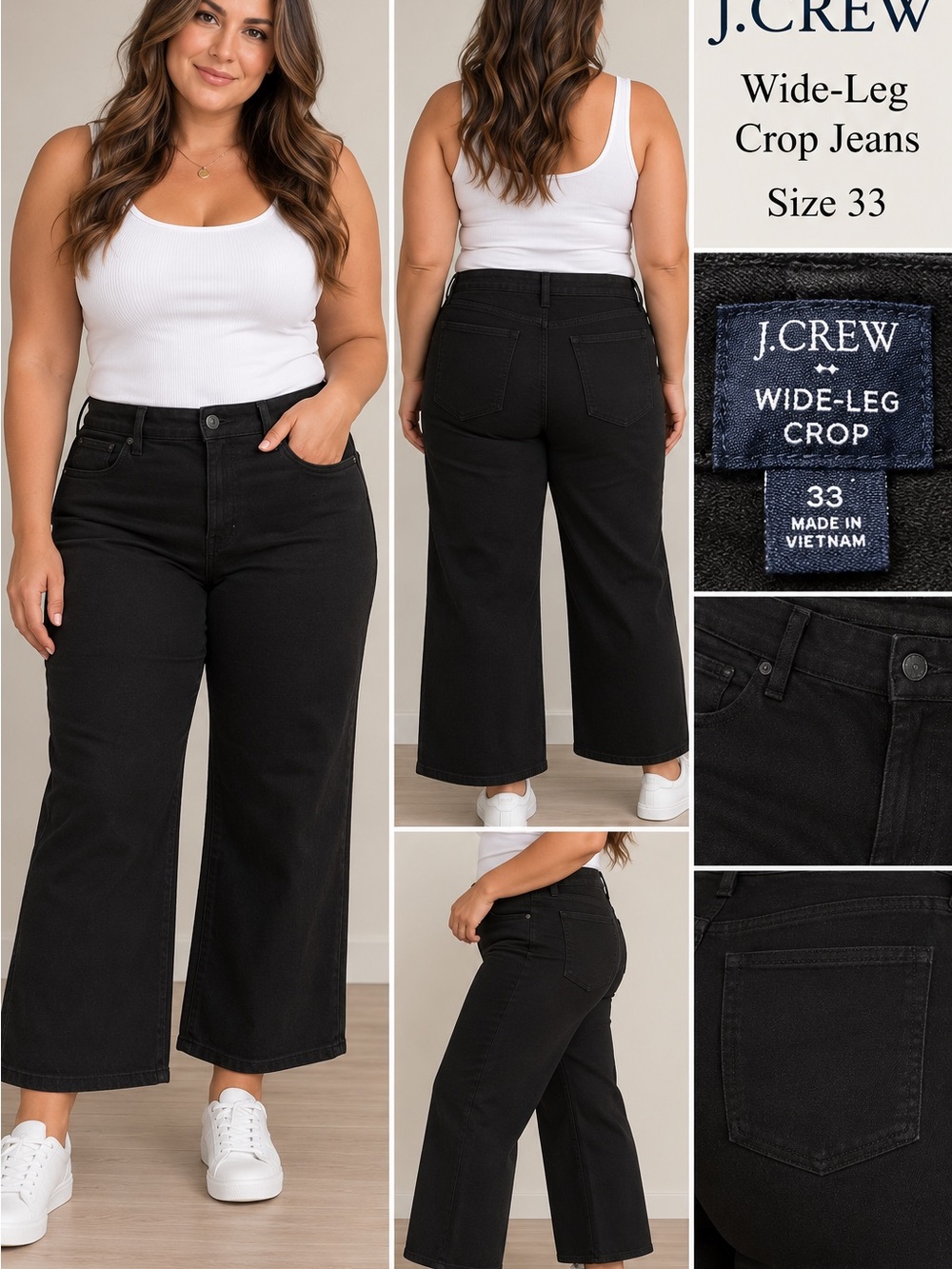 J. Crew Black Wide-Leg Crop Jeans
